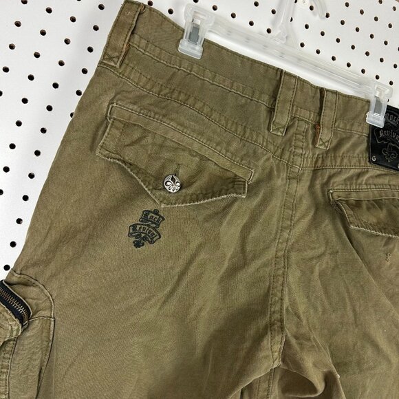 Rock Revival Army Green Cargo Shorts 38 Streetwear Baggy Distressed READ‎ Y2K - Picture 4 of 9